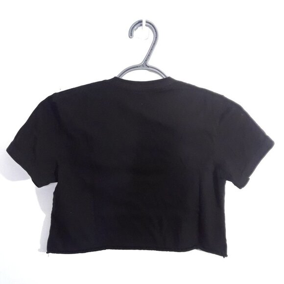 Los Angeles Apparel Black Crop Top Graphic Shirt - Picture 4 of 5